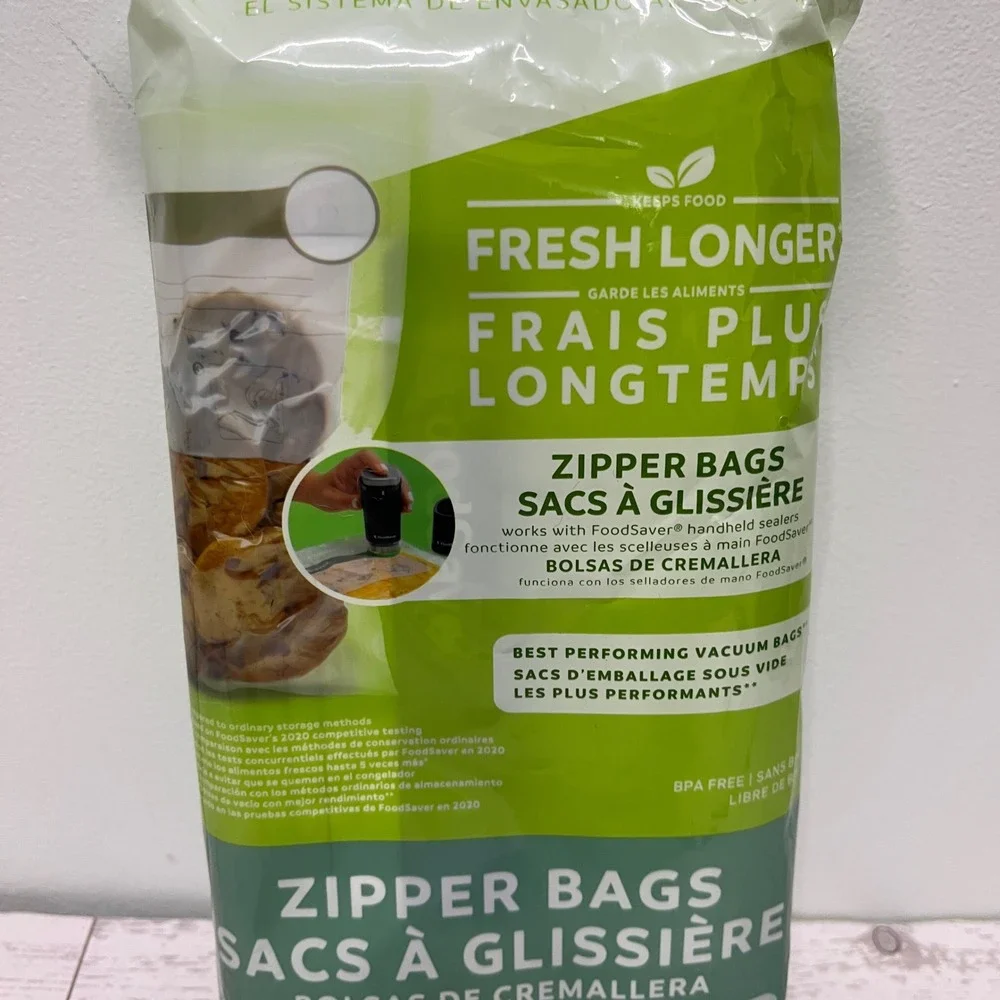 FoodSaver Vacuum Sealer Zipper Bags 1 Quart 18‎ Count BPA Free Clear Green